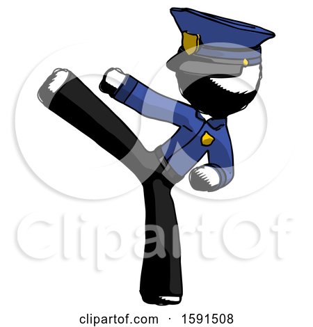 Ink Police Man Ninja Kick Left by Leo Blanchette