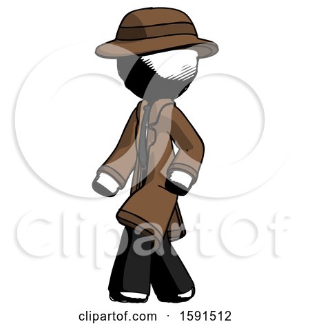 Ink Detective Man Man Walking Turned Left Front View by Leo Blanchette