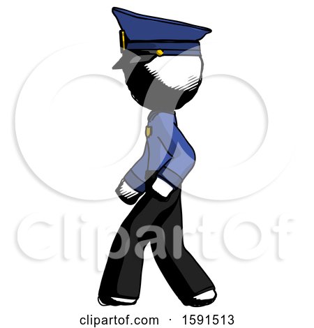 Ink Police Man Walking Left Side View by Leo Blanchette