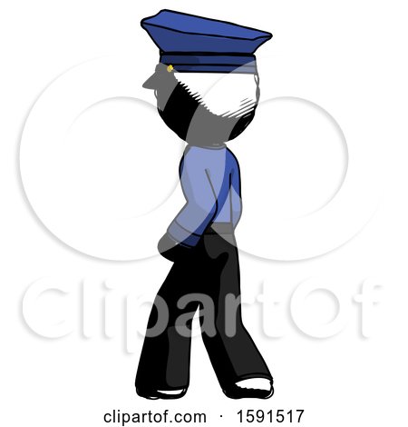 Ink Police Man Walking Away Direction Left View by Leo Blanchette