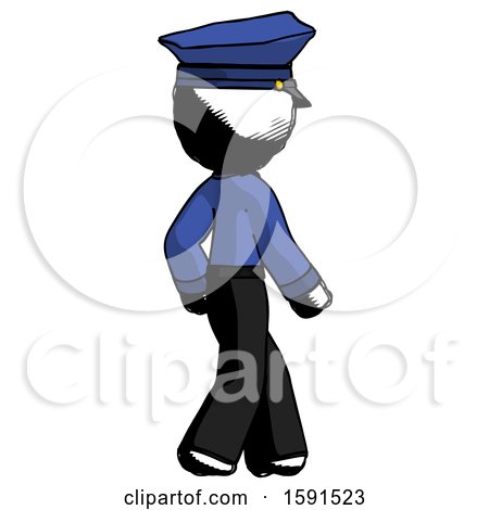 Ink Police Man Walking Away Direction Right View by Leo Blanchette