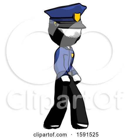 Ink Police Man Walking Turned Right Front View by Leo Blanchette