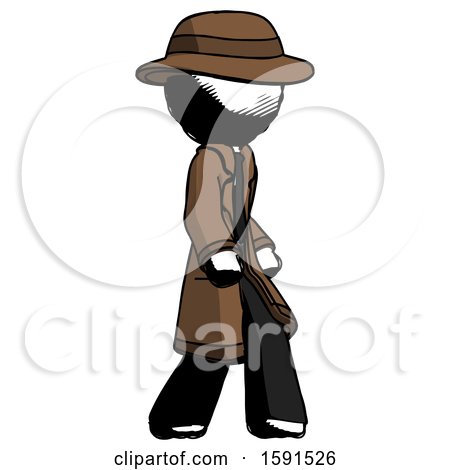 Ink Detective Man Walking Turned Right Front View by Leo Blanchette
