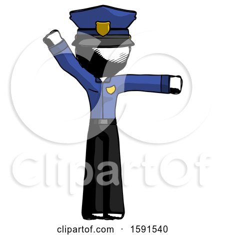 Ink Police Man Directing Traffic Right by Leo Blanchette
