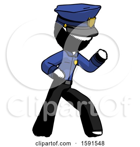 Ink Police Man Martial Arts Defense Pose Right by Leo Blanchette