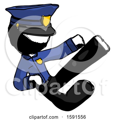 Ink Police Man Flying Ninja Kick Right by Leo Blanchette