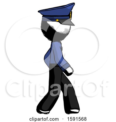 Ink Police Man Walking Right Side View by Leo Blanchette