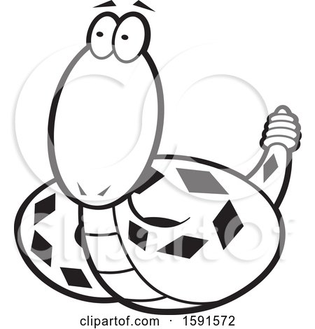 Clipart of a Black and White Diamondback or Rattle Snake Mascot - Royalty Free Vector Illustration by Johnny Sajem