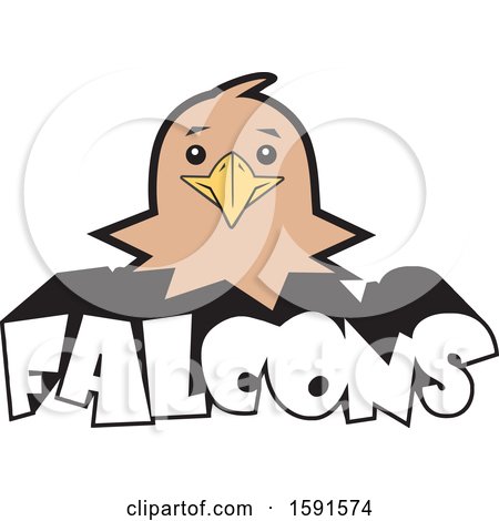 Clipart of a Falcon Mascot Head over Text - Royalty Free Vector Illustration by Johnny Sajem