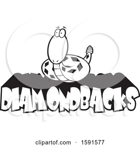 Clipart of a Black and White Diamondback Snake Mascot over Text - Royalty Free Vector Illustration by Johnny Sajem