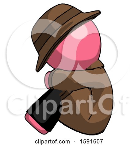 Pink Detective Man Sitting with Head down Facing Sideways Left by Leo Blanchette