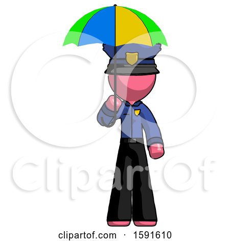 Pink Police Man Holding Umbrella Rainbow Colored by Leo Blanchette