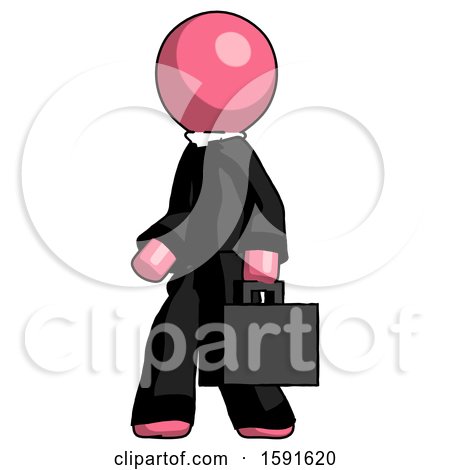 Pink Clergy Man Walking with Briefcase to the Left by Leo Blanchette