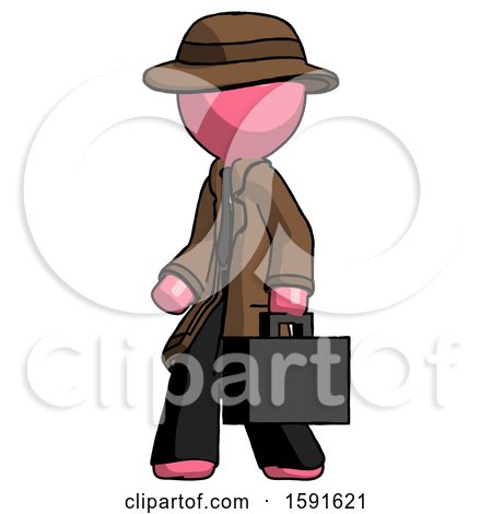 Pink Detective Man Walking with Briefcase to the Left by Leo Blanchette