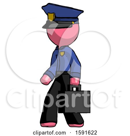 Pink Police Man Walking with Briefcase to the Left by Leo Blanchette