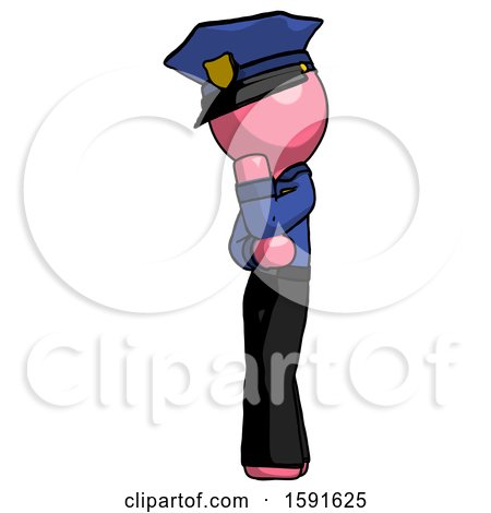 Pink Police Man Thinking, Wondering, or Pondering by Leo Blanchette