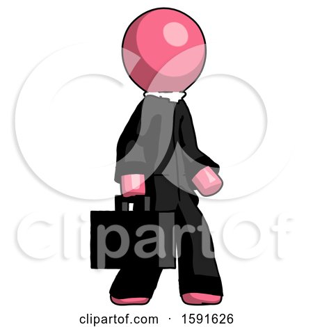 Pink Clergy Man Walking with Briefcase to the Right by Leo Blanchette