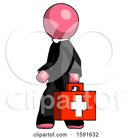 Pink Clergy Man Walking with Medical Aid Briefcase to Left by Leo Blanchette