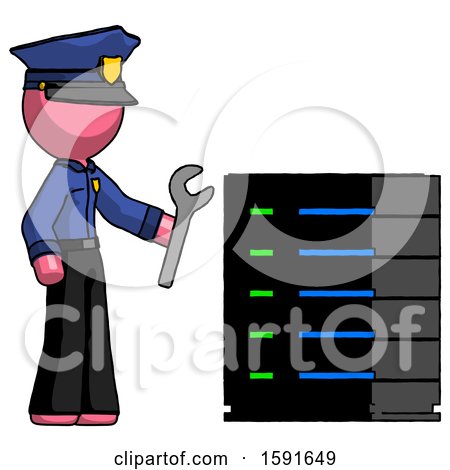 Pink Police Man Server Administrator Doing Repairs by Leo Blanchette