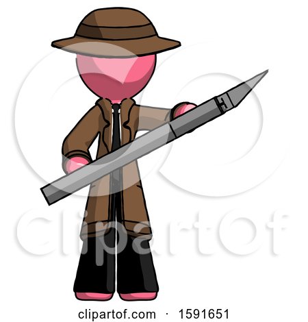 Pink Detective Man Holding Large Scalpel by Leo Blanchette