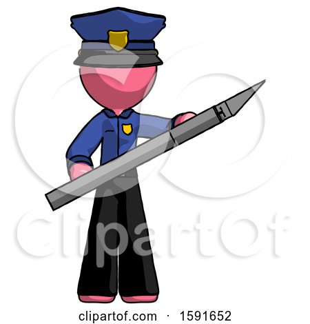 Pink Police Man Holding Large Scalpel by Leo Blanchette