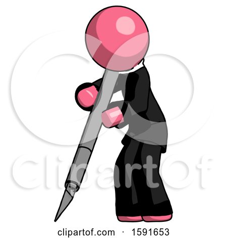 Pink Clergy Man Cutting with Large Scalpel by Leo Blanchette