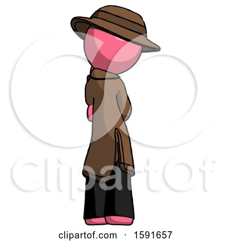 Pink Detective Man Thinking, Wondering, or Pondering Rear View by Leo Blanchette