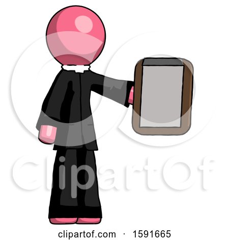 Pink Clergy Man Showing Clipboard to Viewer by Leo Blanchette