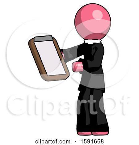 Pink Clergy Man Reviewing Stuff on Clipboard by Leo Blanchette
