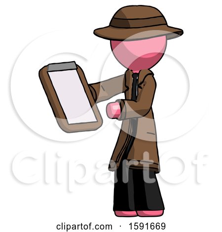 Pink Detective Man Reviewing Stuff on Clipboard by Leo Blanchette