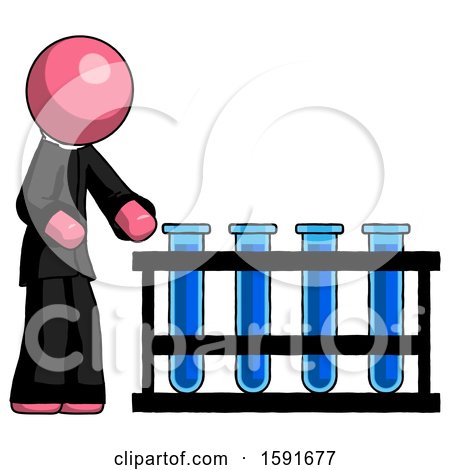 Pink Clergy Man Using Test Tubes or Vials on Rack by Leo Blanchette