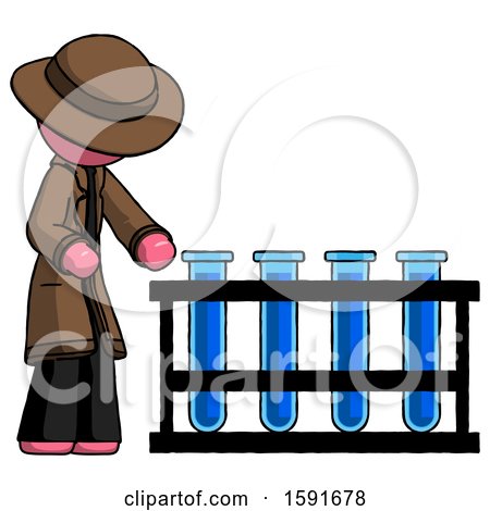 Pink Detective Man Using Test Tubes or Vials on Rack by Leo Blanchette