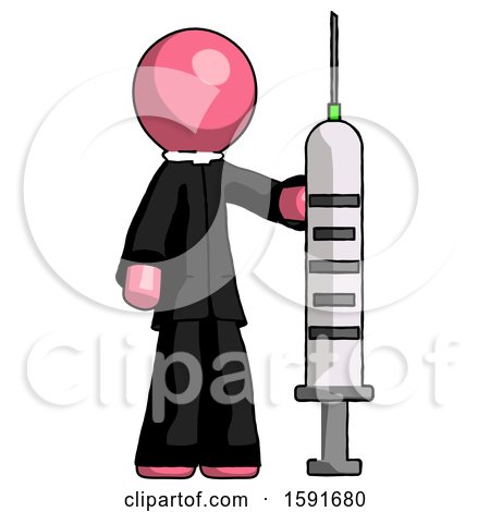 Pink Clergy Man Holding Large Syringe by Leo Blanchette