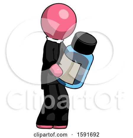 Pink Clergy Man Holding Glass Medicine Bottle by Leo Blanchette