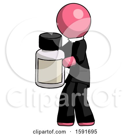 Pink Clergy Man Holding White Medicine Bottle by Leo Blanchette