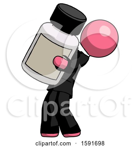 Pink Clergy Man Holding Large White Medicine Bottle by Leo Blanchette