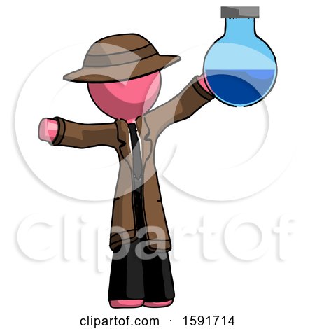 Pink Detective Man Holding Large Round Flask or Beaker by Leo Blanchette
