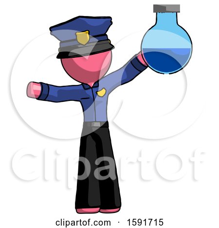 Pink Police Man Holding Large Round Flask or Beaker by Leo Blanchette