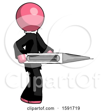 Pink Clergy Man Walking with Large Thermometer by Leo Blanchette