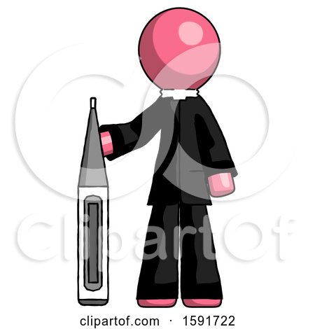 Pink Clergy Man Standing with Large Thermometer by Leo Blanchette