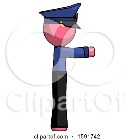 Pink Police Man Pointing Right by Leo Blanchette