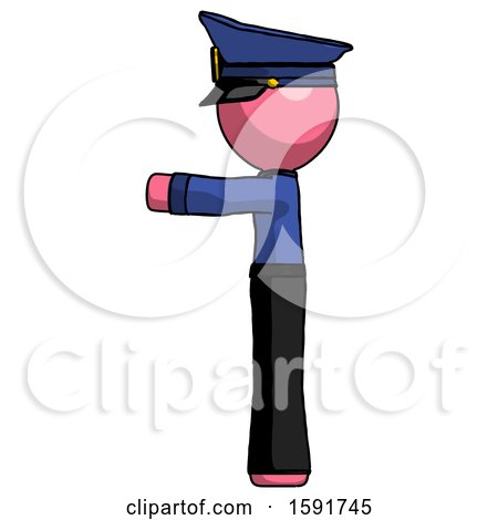 Pink Police Man Pointing Left by Leo Blanchette