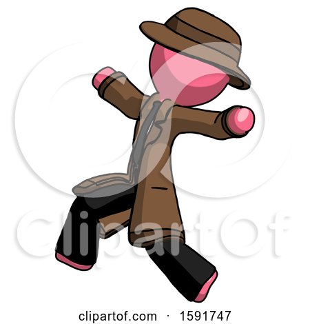 Pink Detective Man Running Away in Hysterical Panic Direction Left by Leo Blanchette