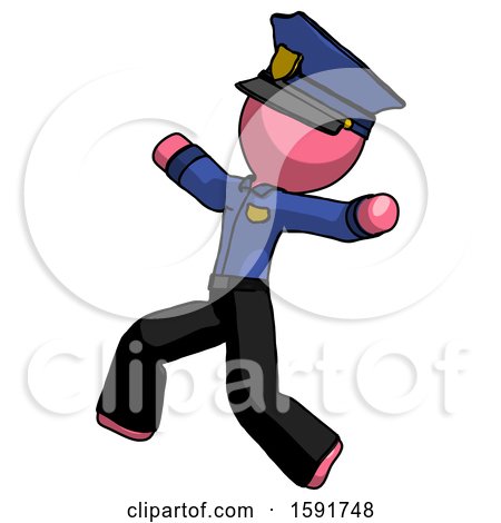 Pink Police Man Running Away in Hysterical Panic Direction Left by Leo Blanchette