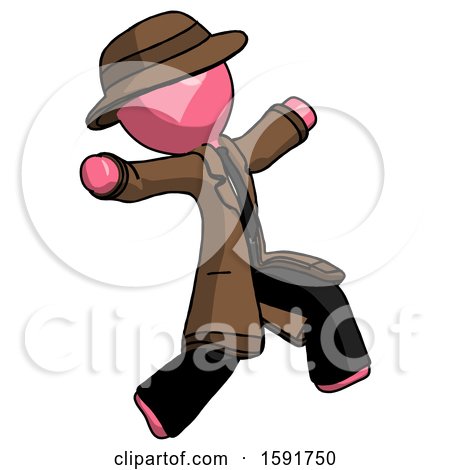Pink Detective Man Running Away in Hysterical Panic Direction Right by Leo Blanchette