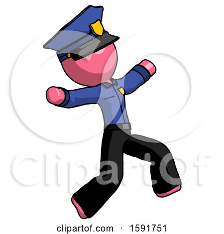 Pink Police Man Running Away in Hysterical Panic Direction Right by Leo Blanchette