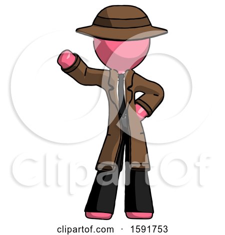 Pink Detective Man Waving Right Arm with Hand on Hip by Leo Blanchette