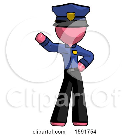 Pink Police Man Waving Right Arm with Hand on Hip by Leo Blanchette