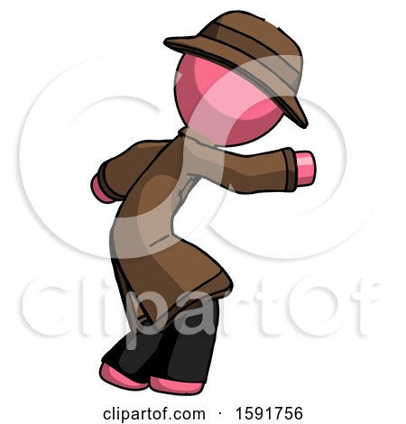 Pink Detective Man Sneaking While Reaching for Something by Leo Blanchette