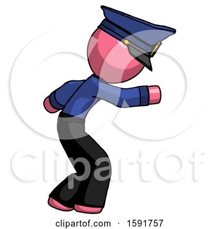 Pink Police Man Sneaking While Reaching for Something by Leo Blanchette